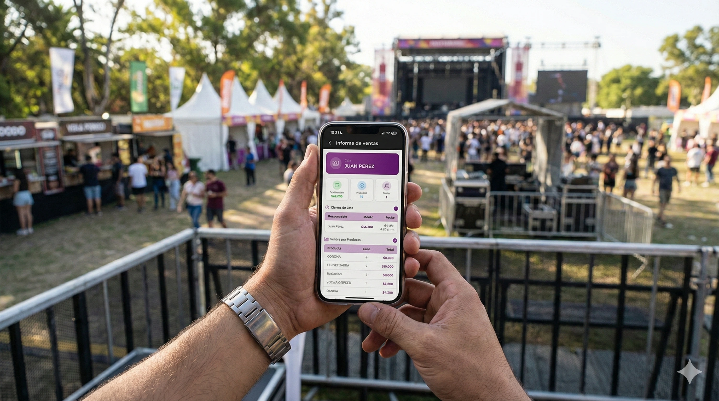 Productor viendo informe de ventas en tiempo real